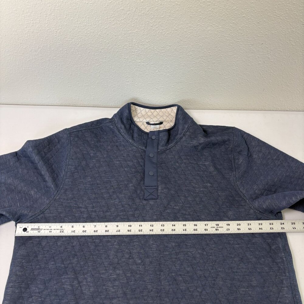 Marine Layer Corbet Pullover Mens XL Blue Reversible Quilted 1/4 Snap Sweater - Picture 10 of 13
